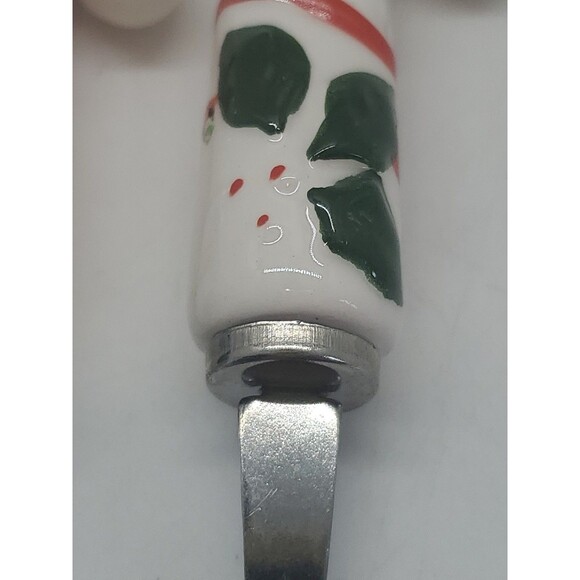 Holly Candy Cane Cocktail Fork Set Of 2 Christmas Charcuterie Cheese Meat - Picture 3 of 9